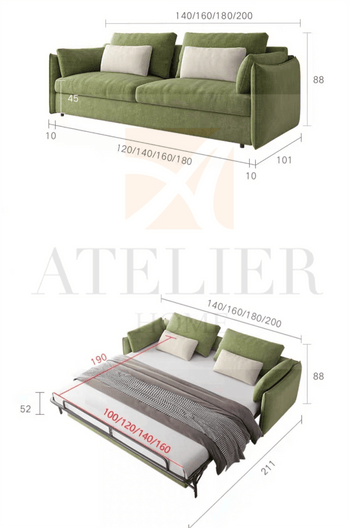 Home Atelier Scott Scratch Resistant Foldable Sofa Bed with Mattress