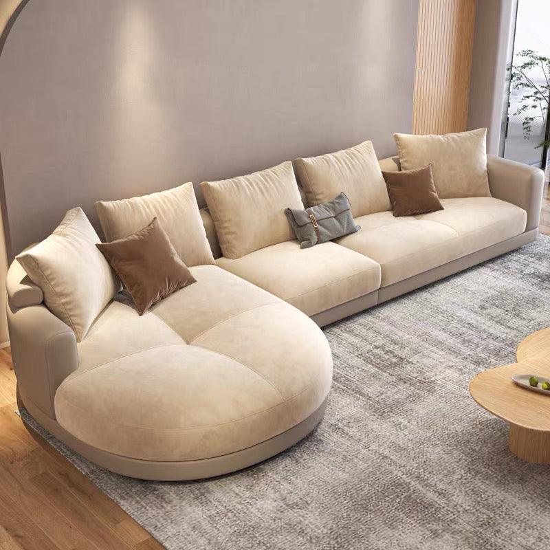 Home Atelier Scratch Resistant Suede Fabric / Group C/ Length 358cm with Curve Chaise / Dark Grey Alyssa Designer Sectional Round Chaise Sofa