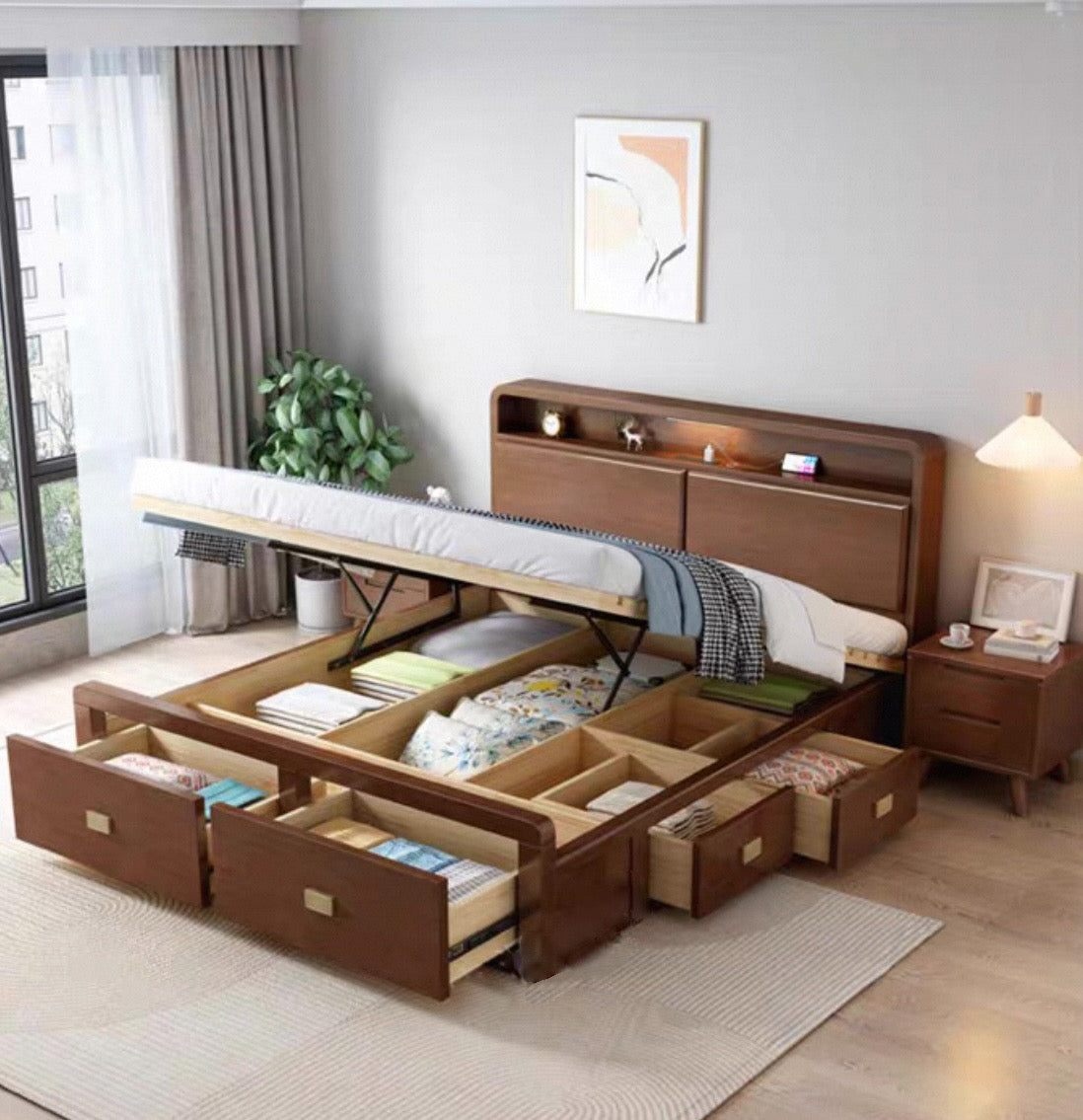 Home Atelier Stuart Storage Wooden Bed Frame