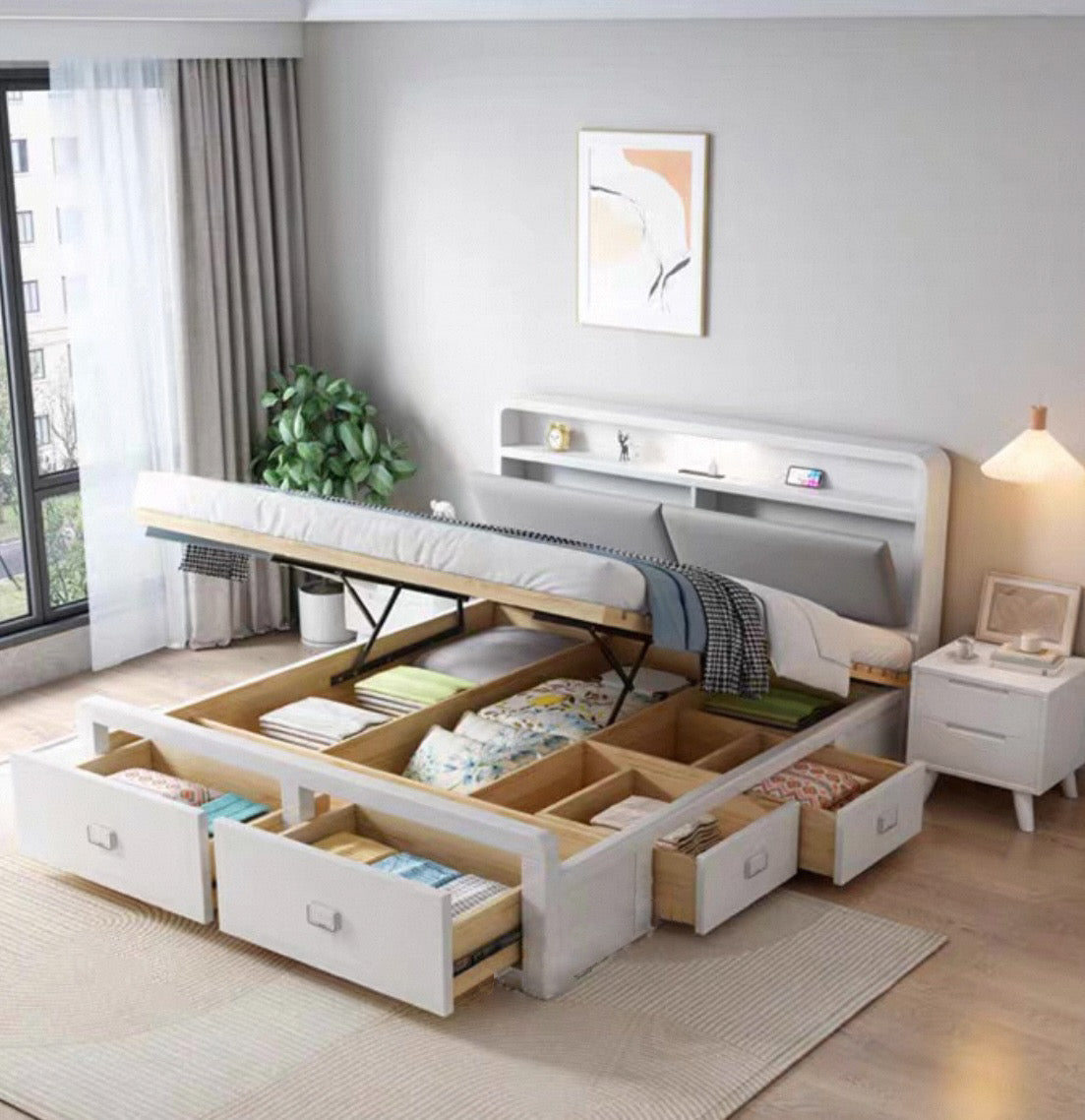 Home Atelier Stuart Storage Wooden Bed Frame