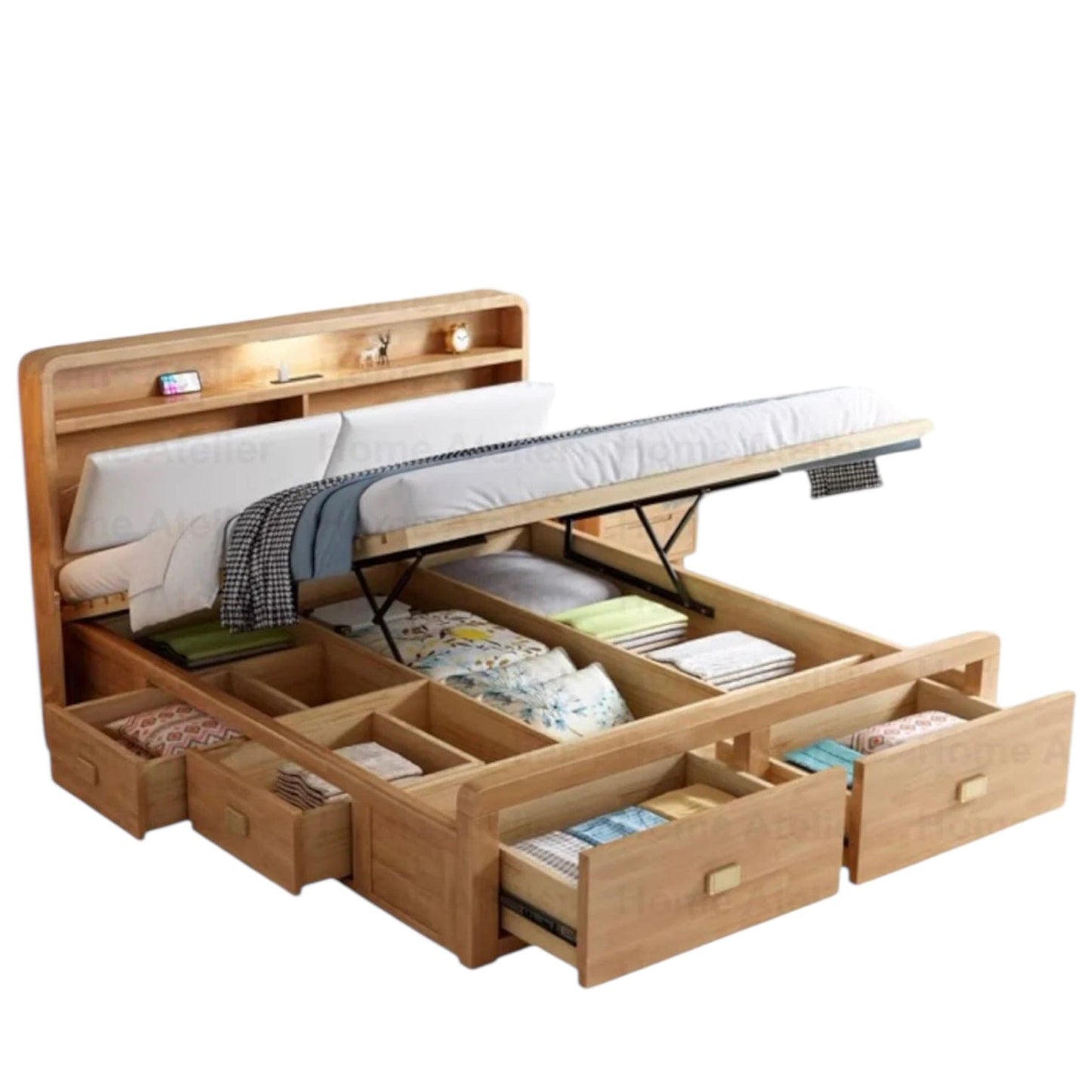 Home Atelier Stuart Storage Wooden Bed Frame