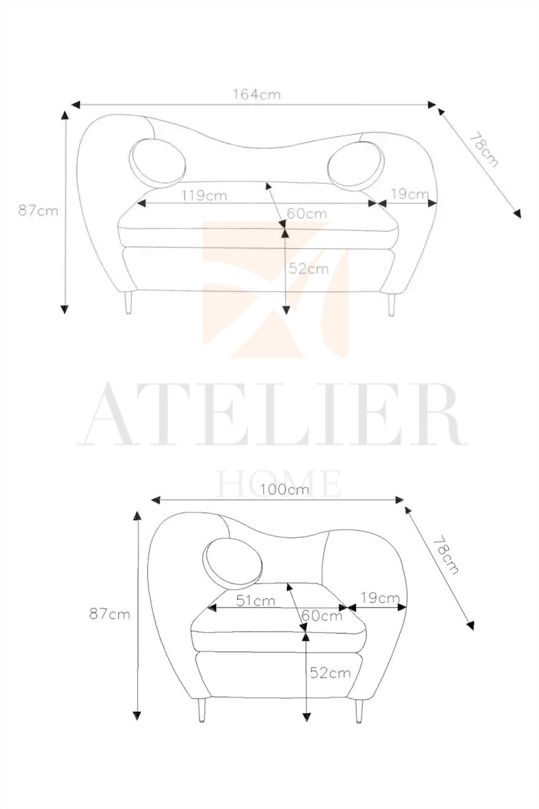 Home Atelier Tanesia Scratch Resistant Curve Sofa