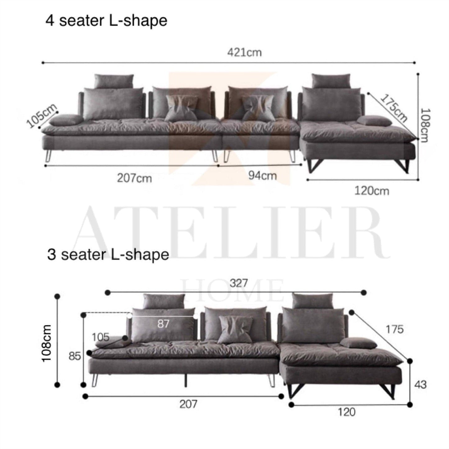 Home Atelier Tania L-shape Slider Sofa