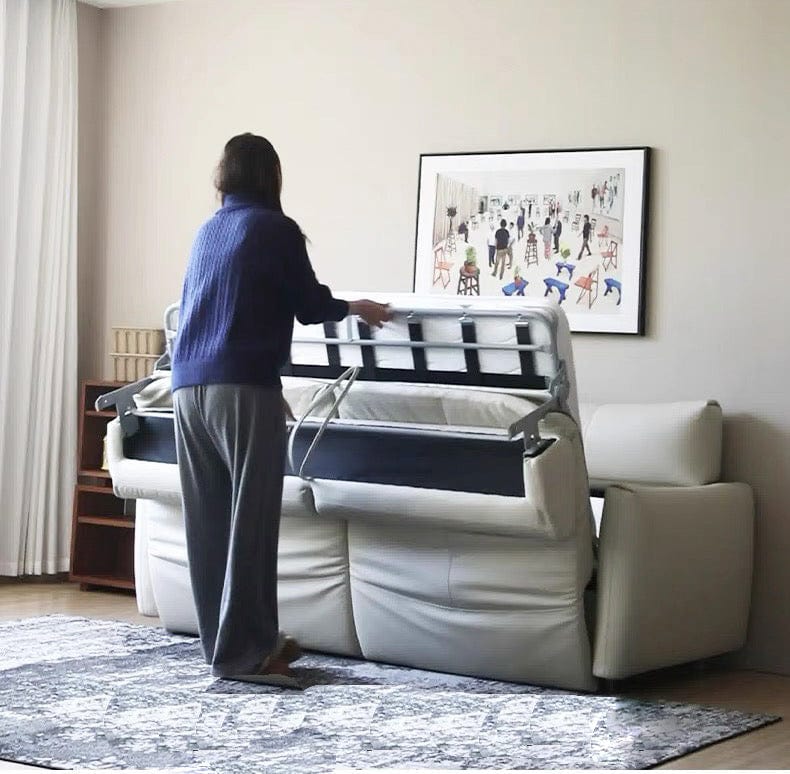 Home Atelier Terence Leather Foldable Sofa Bed with Mattress