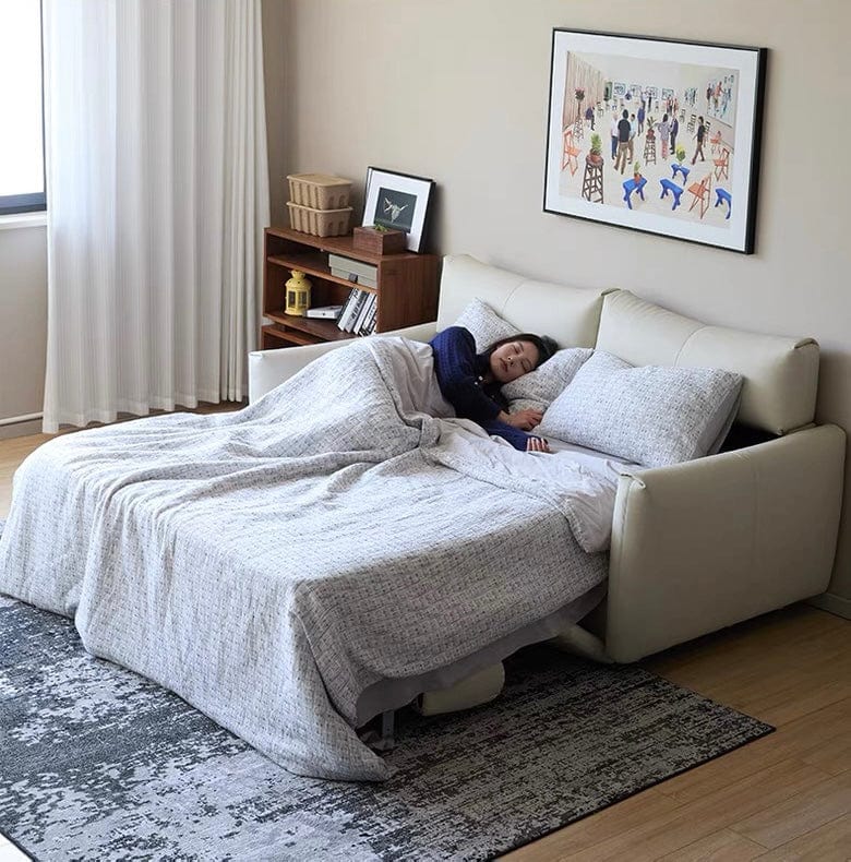 Home Atelier Terence Leather Foldable Sofa Bed with Mattress