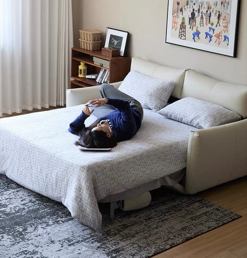 Home Atelier Terence Leather Foldable Sofa Bed with Mattress