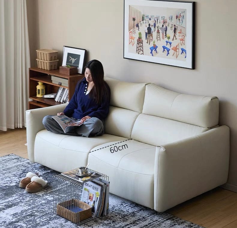 Home Atelier Terence Leather Foldable Sofa Bed with Mattress