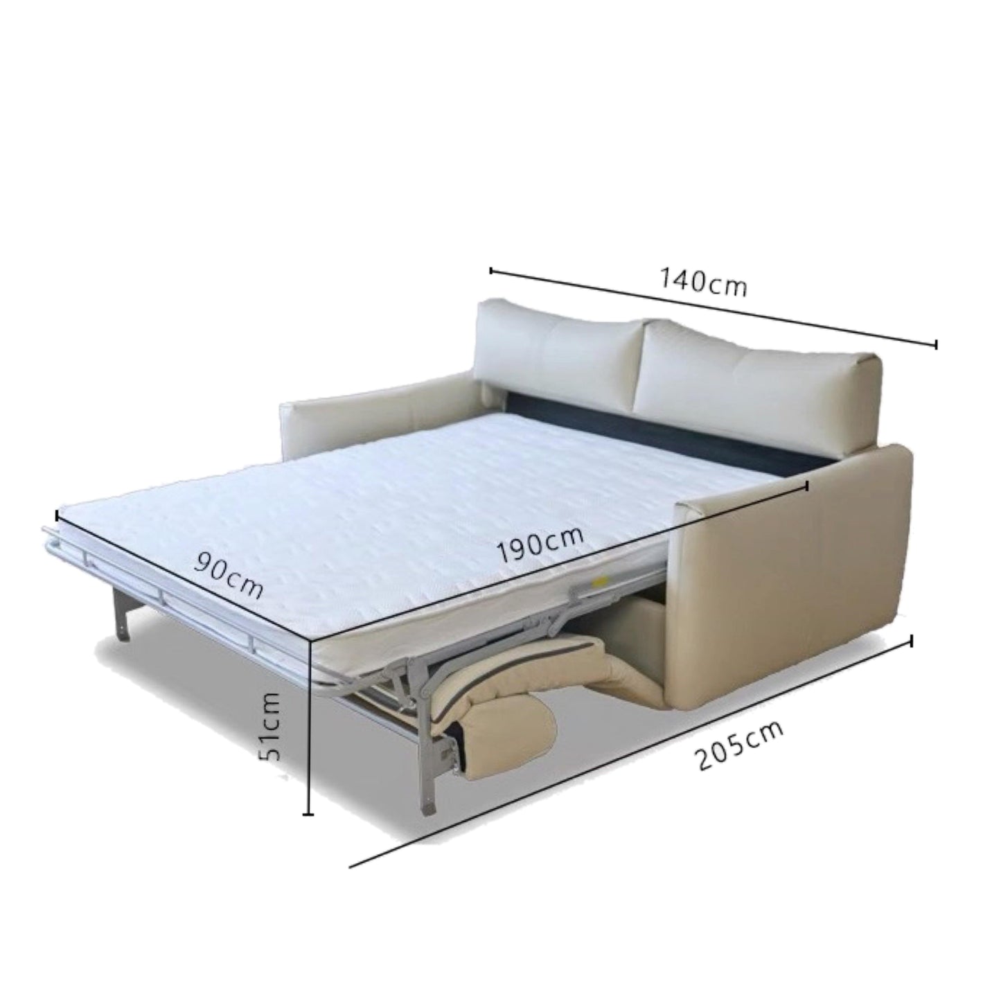 Home Atelier Terence Leather Foldable Sofa Bed with Mattress