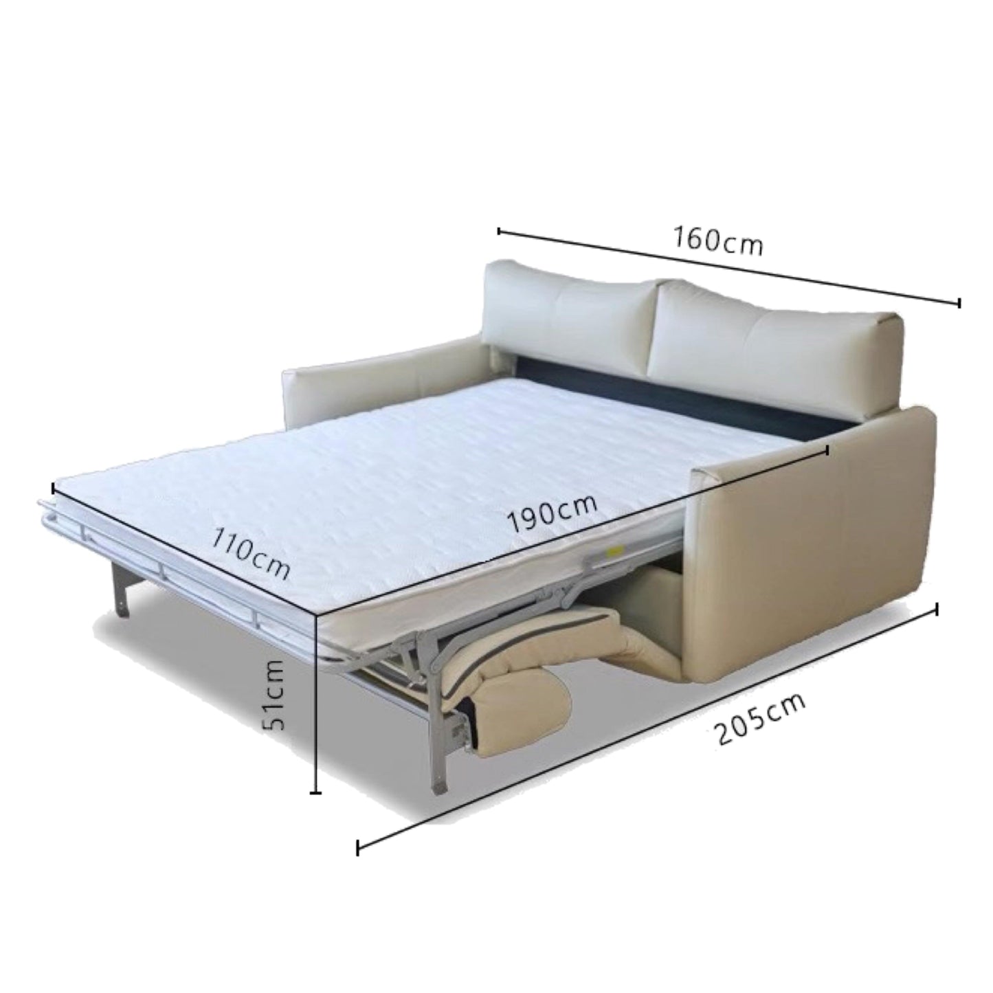 Home Atelier Terence Leather Foldable Sofa Bed with Mattress