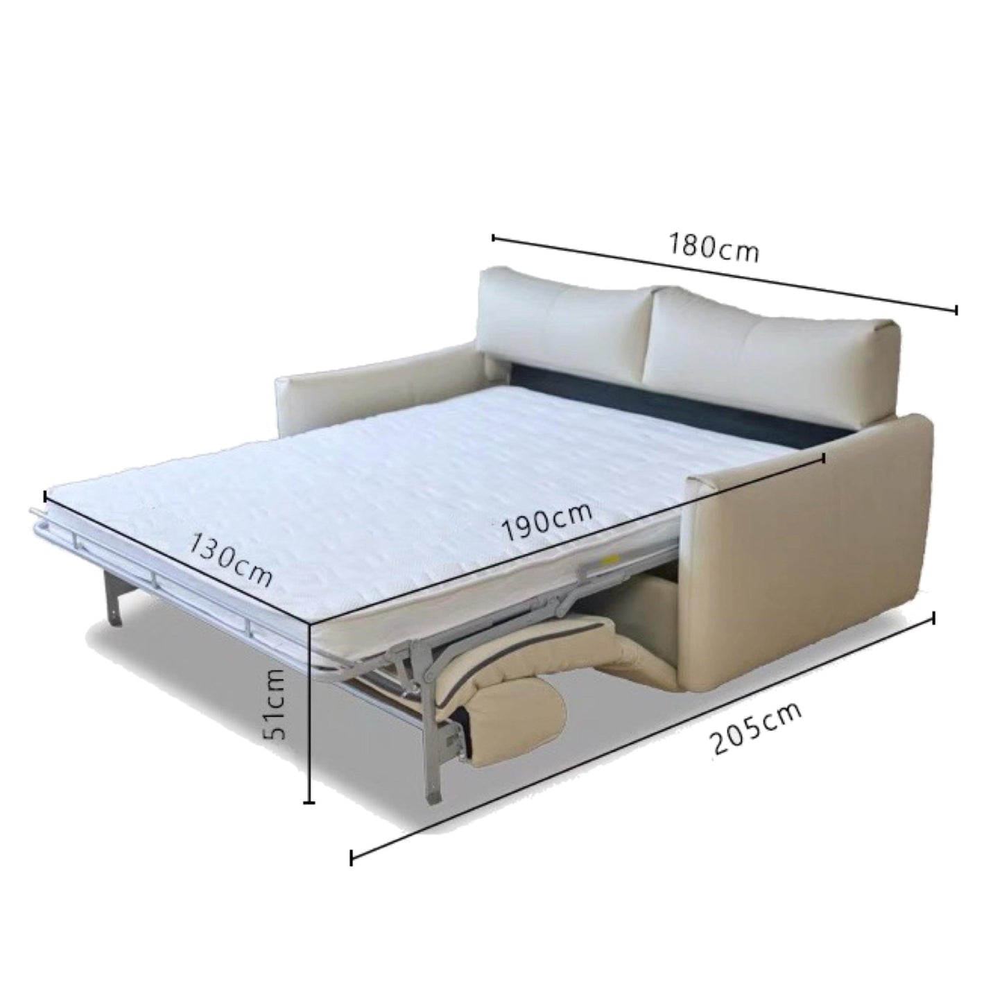 Home Atelier Terence Leather Foldable Sofa Bed with Mattress