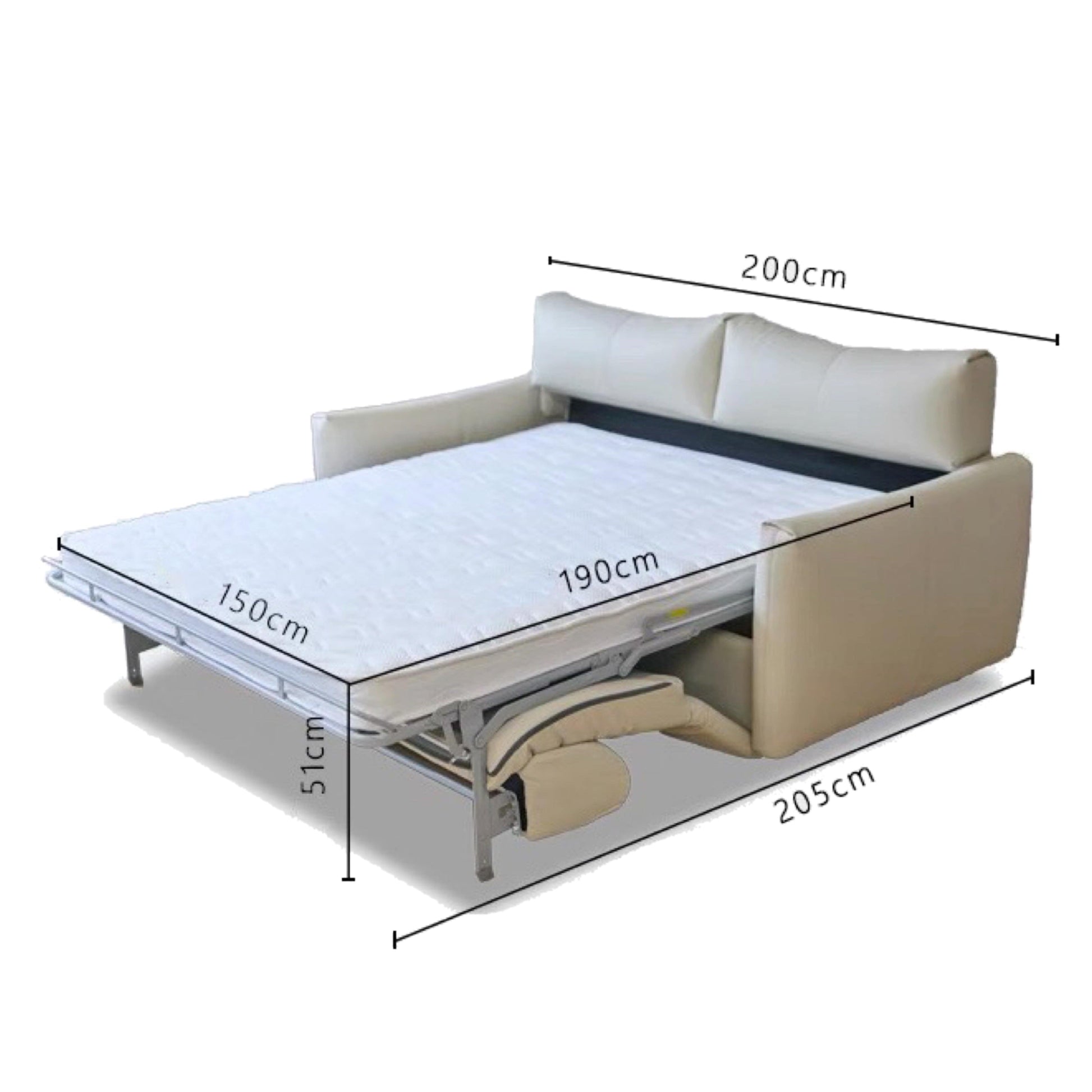 Home Atelier Terence Leather Foldable Sofa Bed with Mattress