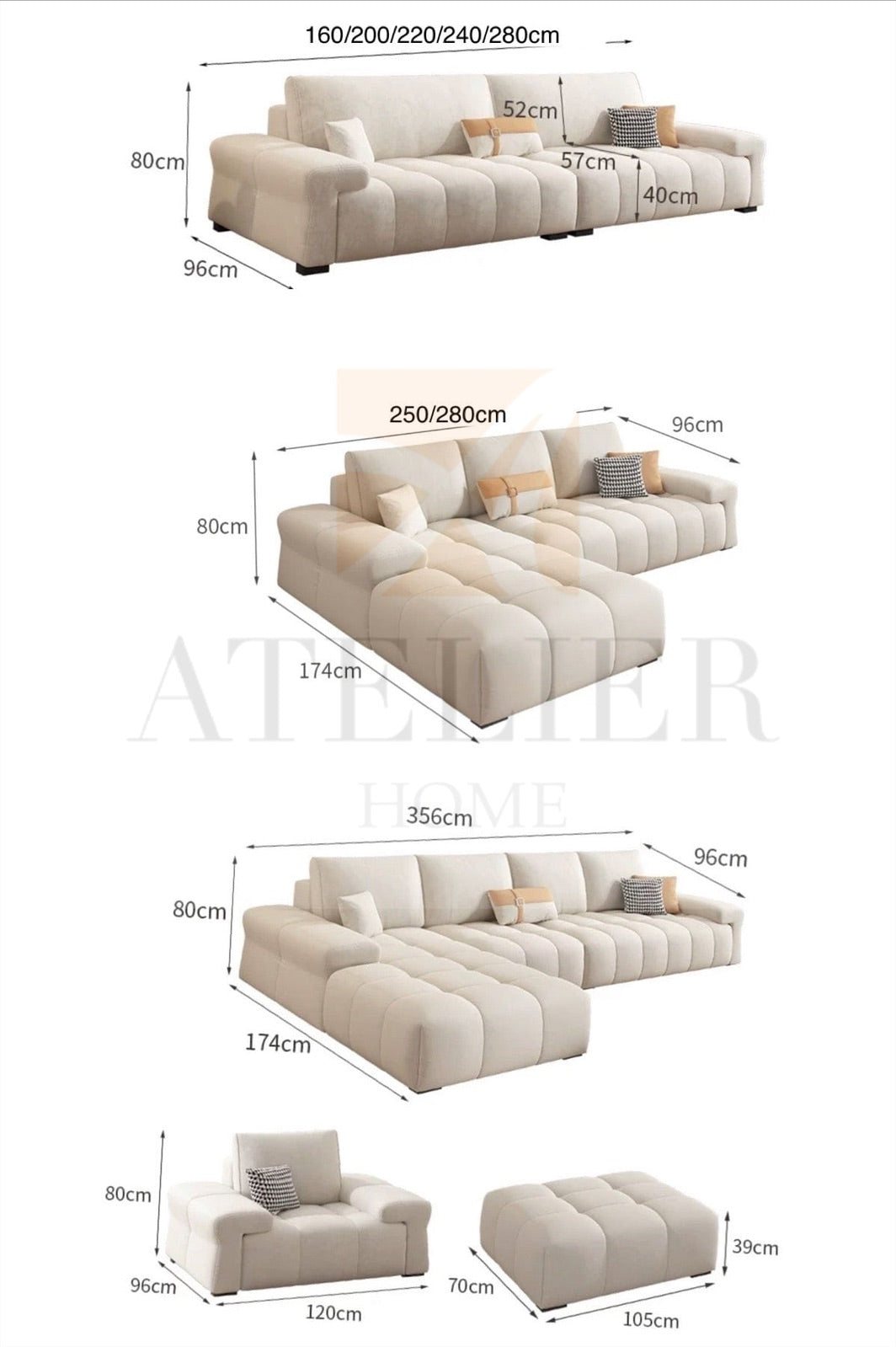 Home Atelier Theo Sectional Scratch Resistant Sofa