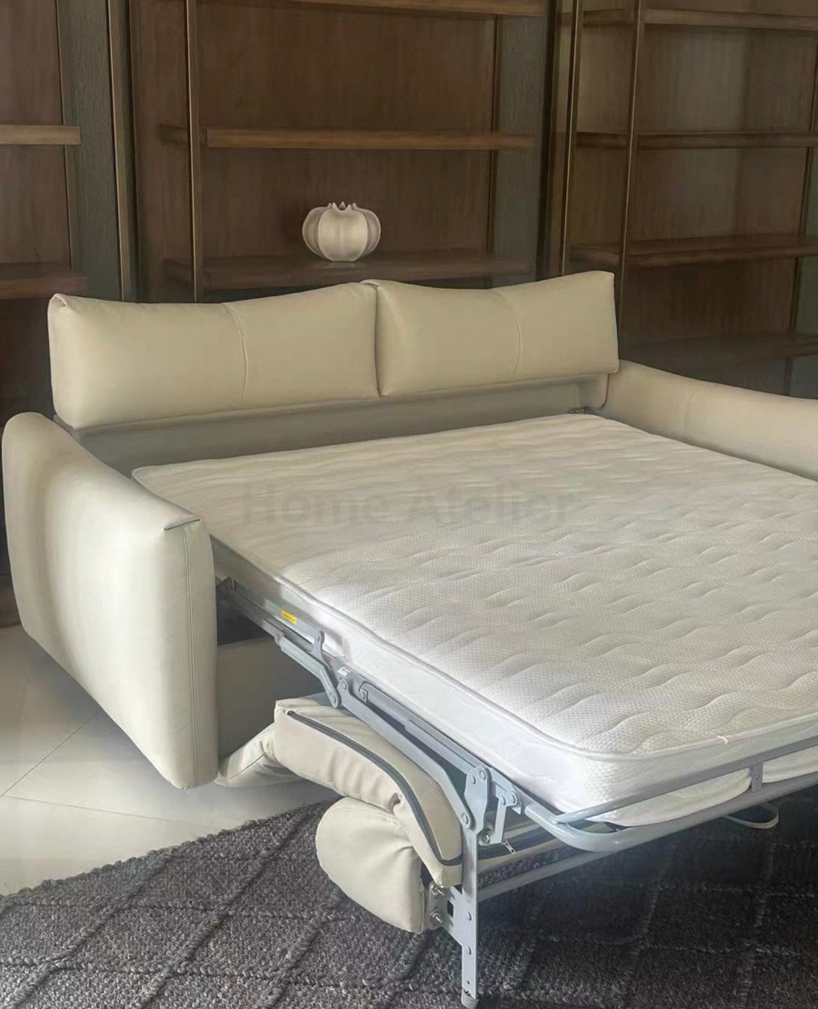 Home Atelier Thomas Leather Foldable Sofa Bed with Mattress