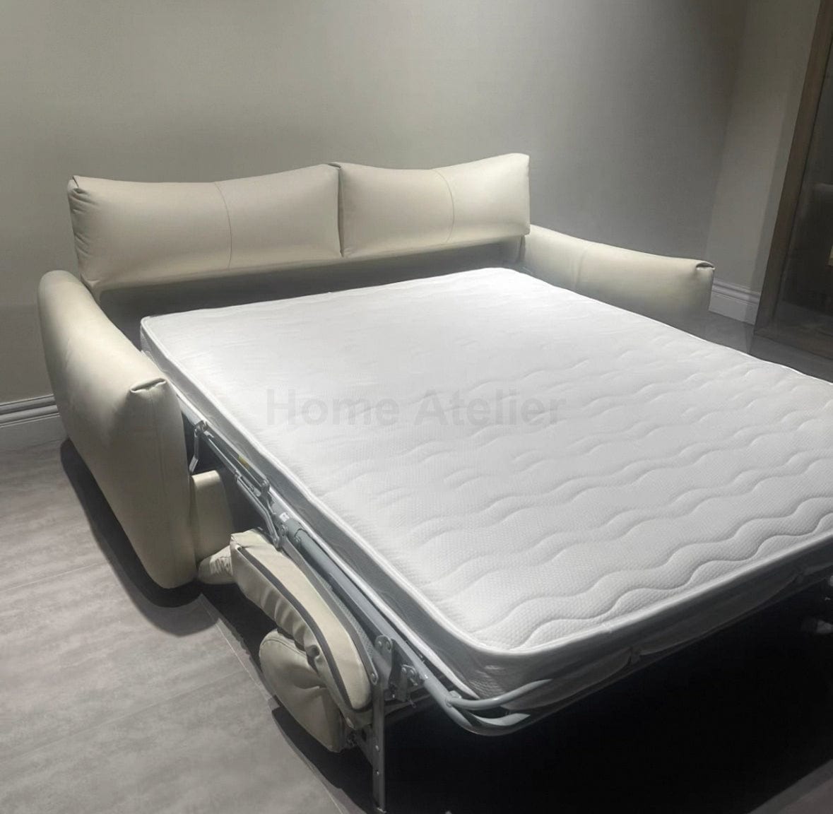 Home Atelier Thomas Leather Foldable Sofa Bed with Mattress