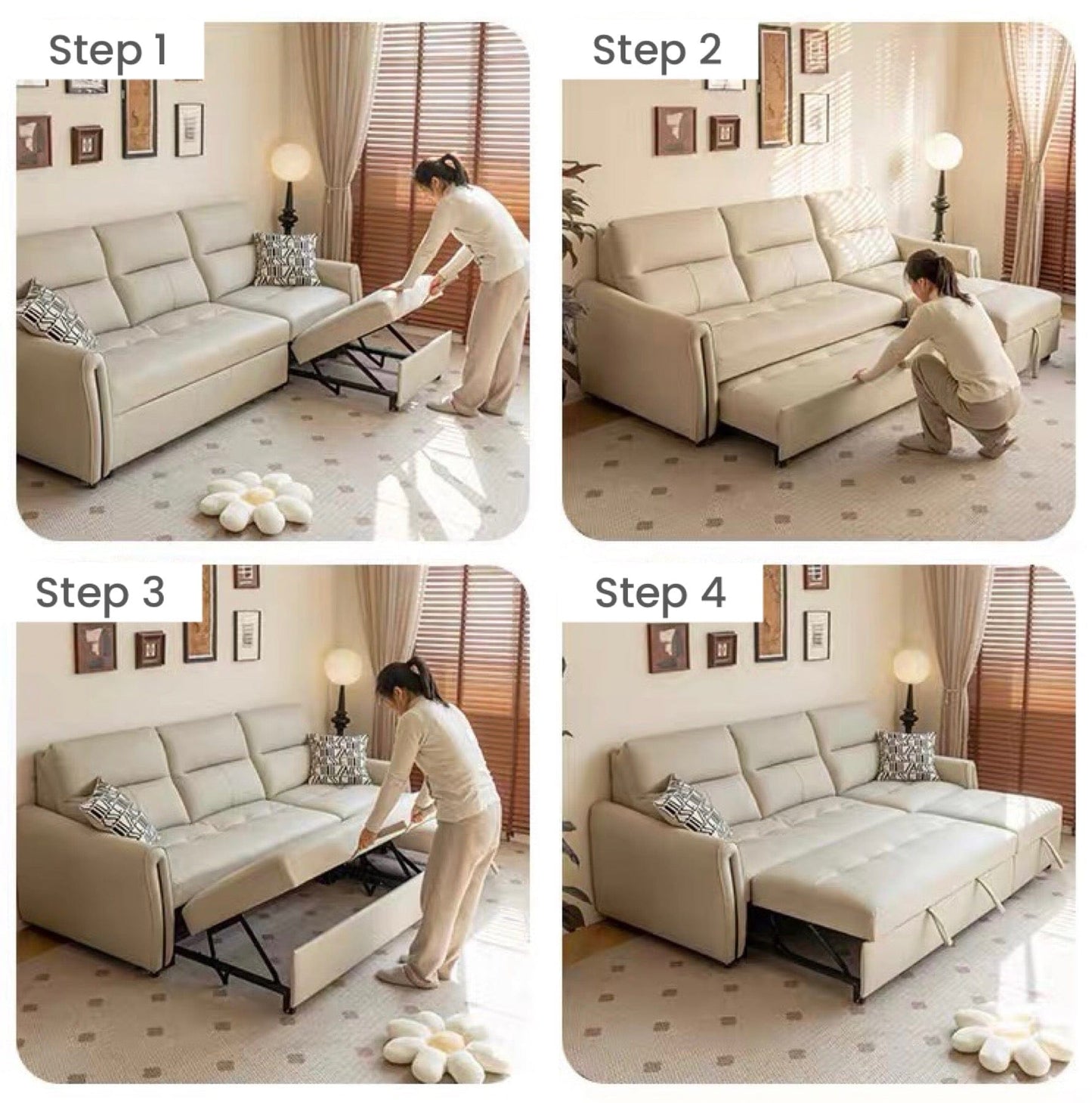 Home Atelier Tris Scratch Resistant Leather Sofa Bed