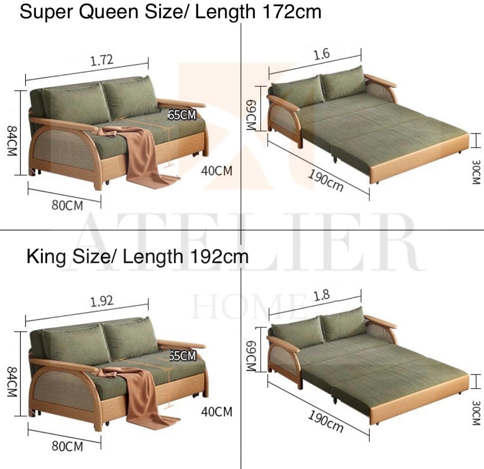 Home Atelier Vegas Storage Sofa Bed