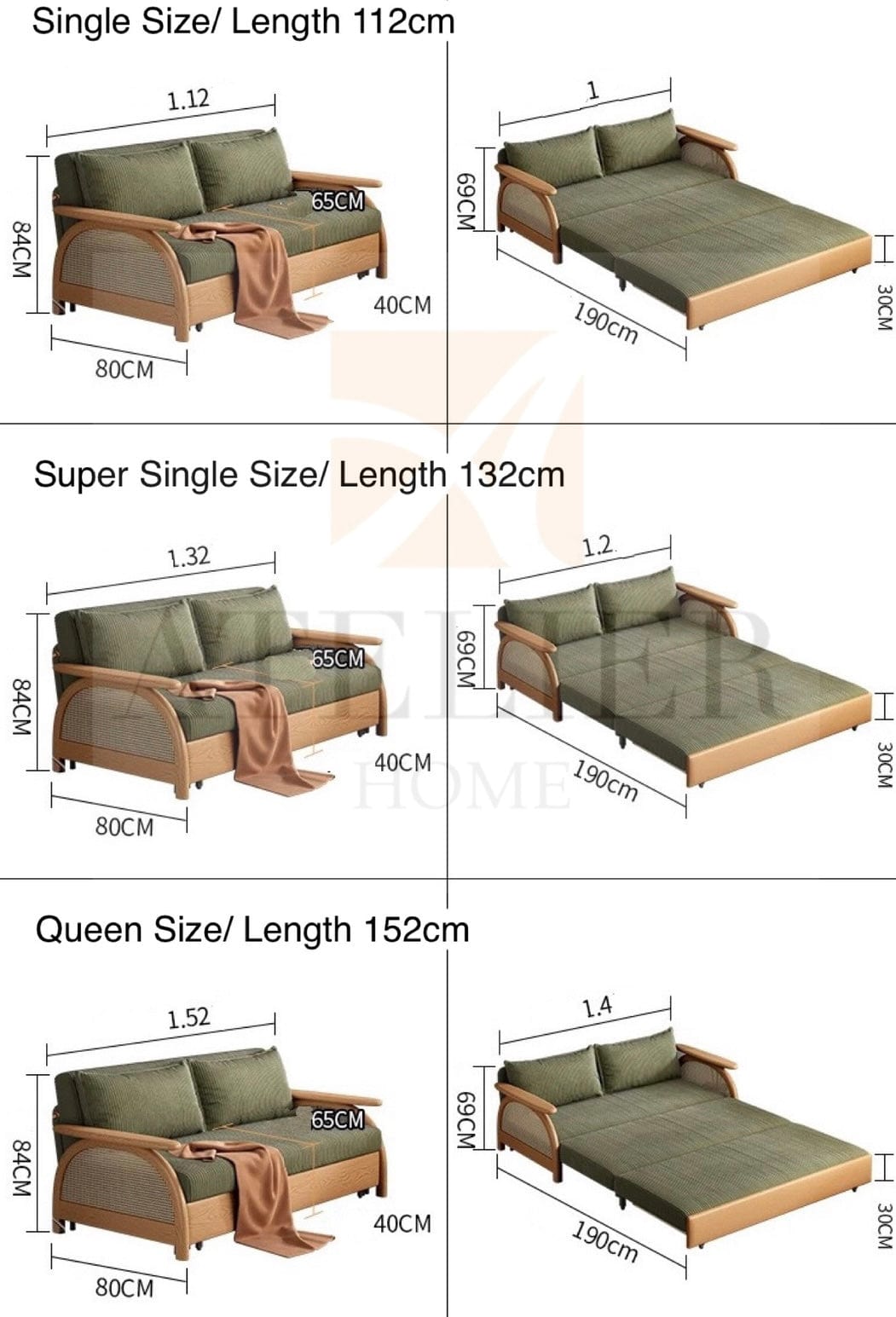Home Atelier Vegas Storage Sofa Bed