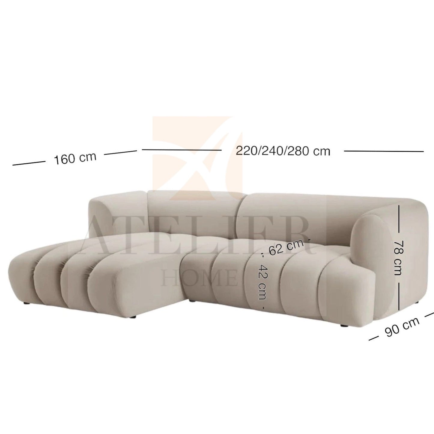 Home Atelier Vermont Scratch Resistant Sectional Sofa