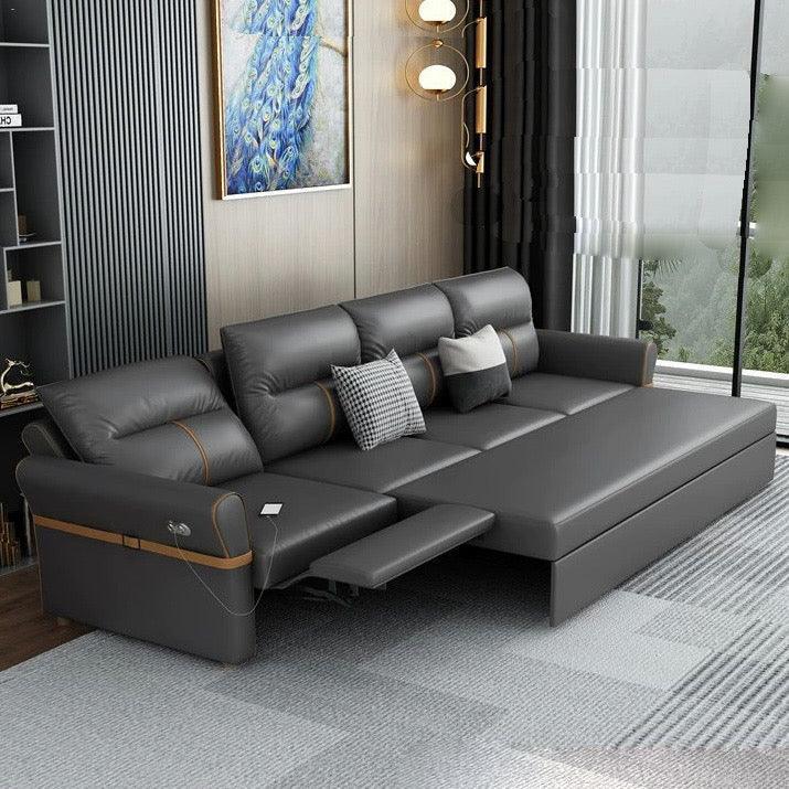 Home Atelier Water and Stain Repellent Leather-Aire / 1 seater electric recliner / Light Grey Cavern Electric Recliner Storage Sofa Bed