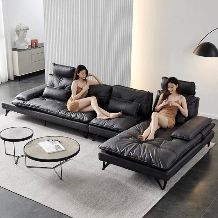 Home Atelier Water and Stain Repellent Leather-Aire / 4 seater L-shape/ Length 400cm / Malachite Green Moretti L-shape Slider Sofa