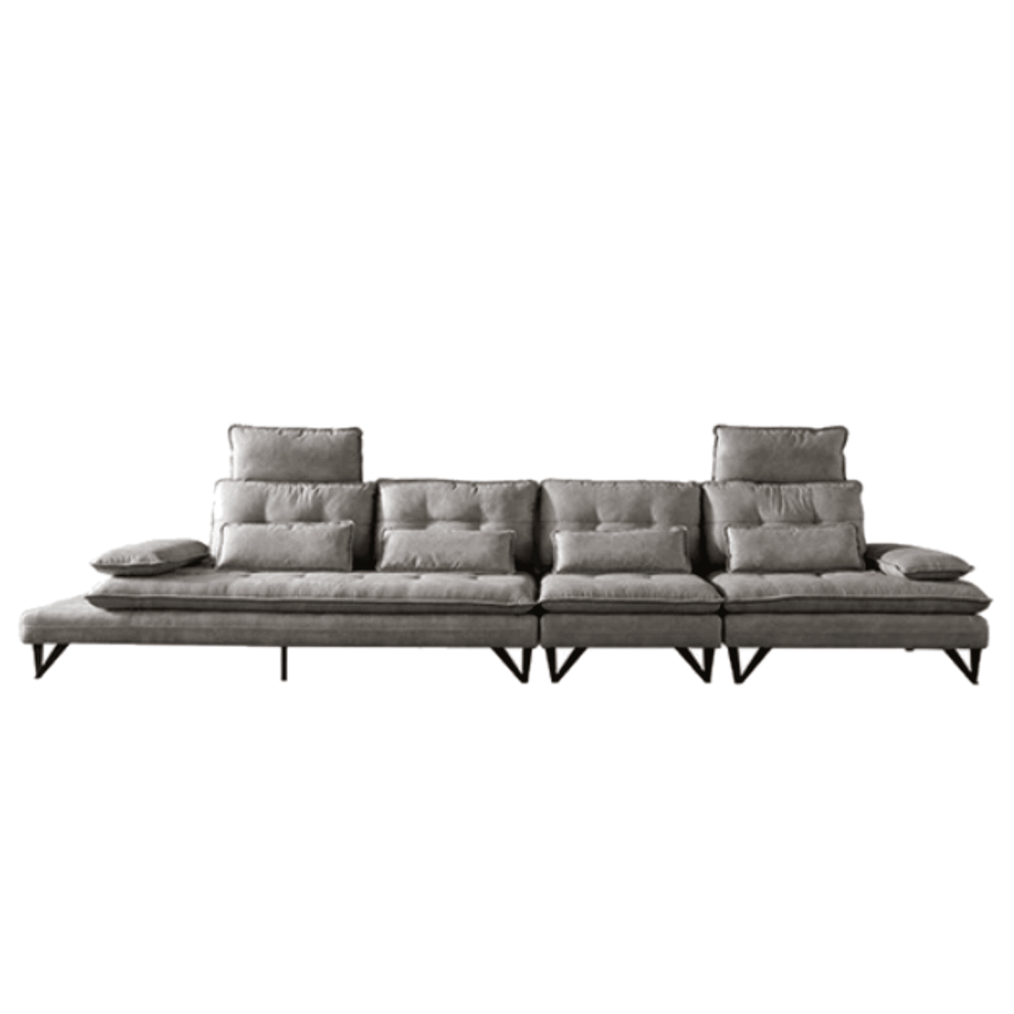 Home Atelier Water and Stain Repellent Leather-Aire / 6 seater/ Length 400cm / Dark Grey Moretti Slider Sofa