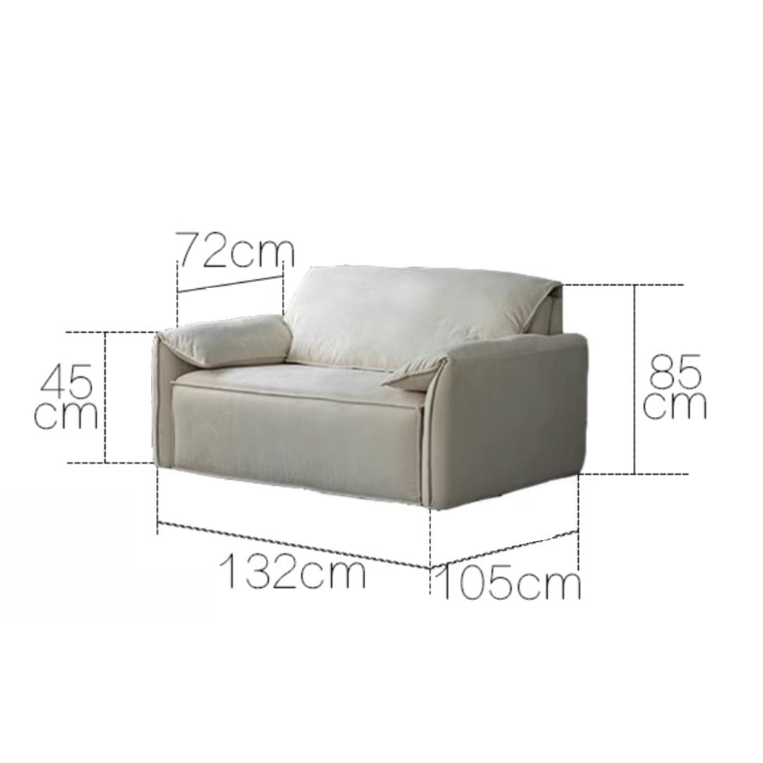 Home Atelier Water Repellent and Scratch Resistant Suede Fabric / Single Size/ Length 132cm / Cream Earl Foldable Sofa Bed with Mattress