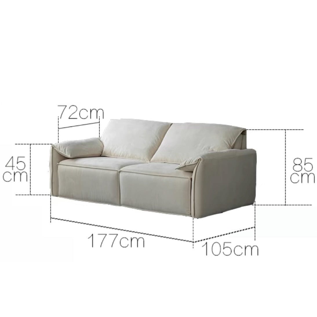 Home Atelier Water Repellent and Scratch Resistant Suede Fabric / XL Super Single Size/ Length 177cm / Cream Earl Foldable Sofa Bed with Mattress
