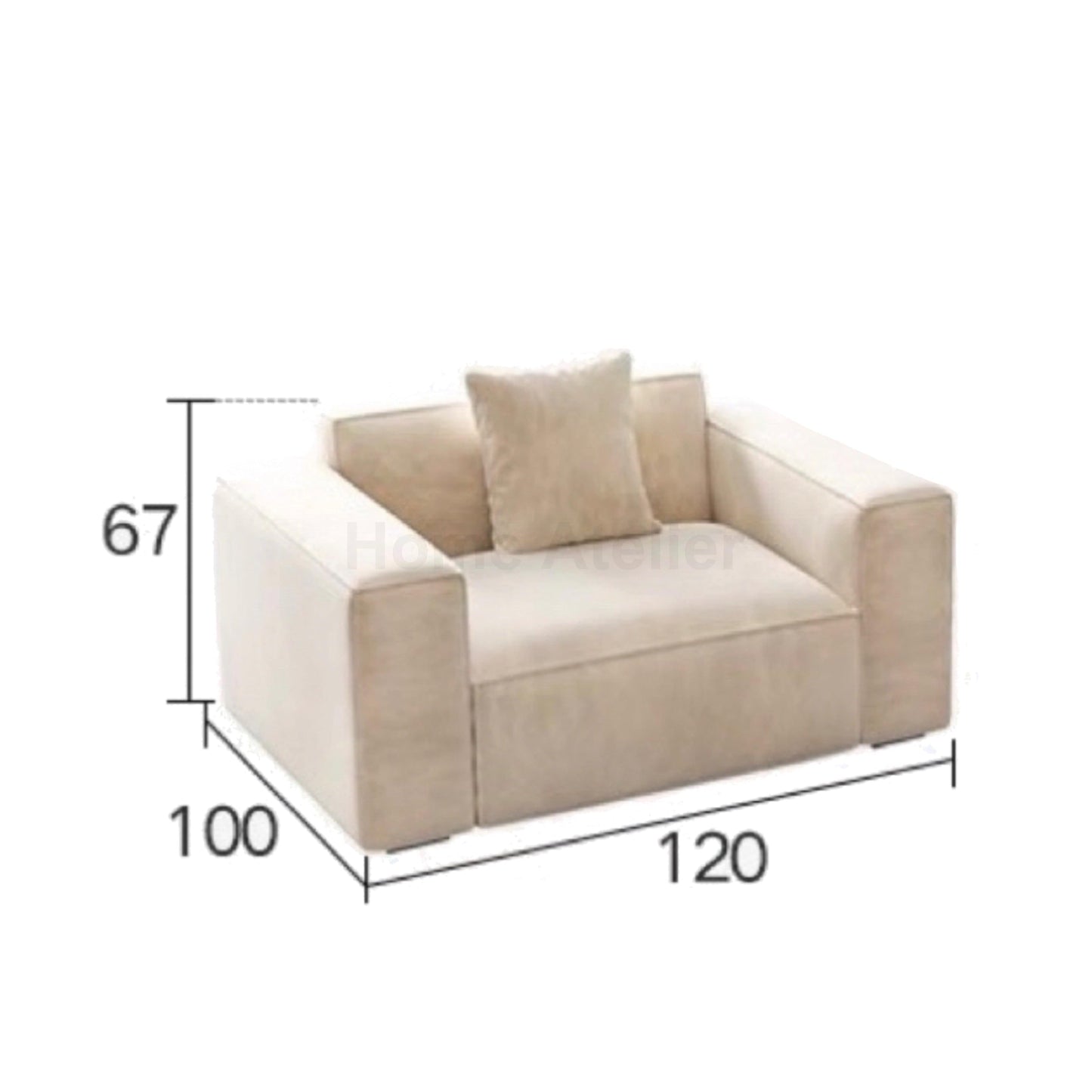Home Atelier Water/Stain Repellent and Scratch Resistant Suede Fabric / 1 seater/ Length 120cm / Cream Pisca Scratch Resistant Sectional Sofa