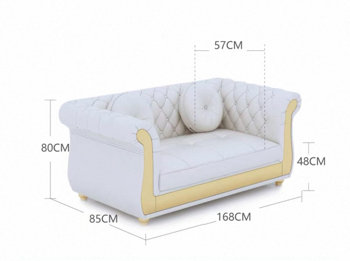 Home Atelier Water/Stain Repellent and Scratch Resistant Suede Fabric / 2 seater/ Length 168cm / Cream Raul Scratch Resistant Tufted Chesterfield Sofa