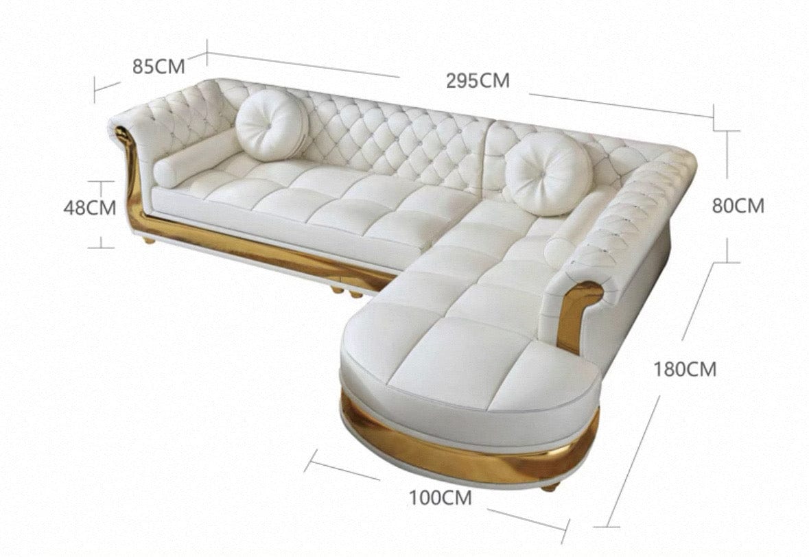 Home Atelier Water/Stain Repellent and Scratch Resistant Suede Fabric / 4 seater L-shape/ Length 295cm L-shape / Cream Raul Scratch Resistant Tufted Chesterfield Sofa