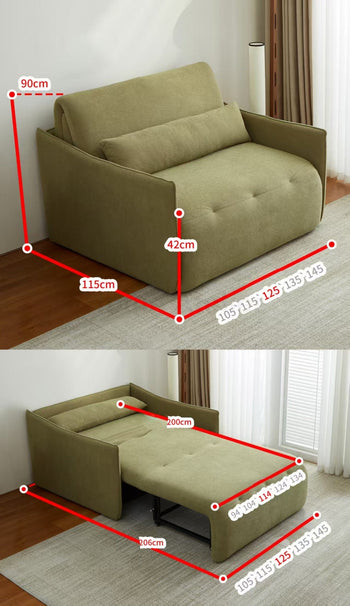 Home Atelier Water/Stain Repellent and Scratch Resistant Suede Fabric / XS Single/ Length 105cm / Cream Paula Electric Sofa Bed