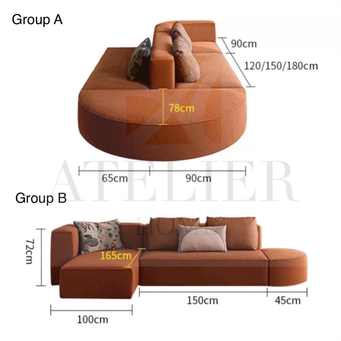 Home Atelier Weasley Sectional Curve Sofa