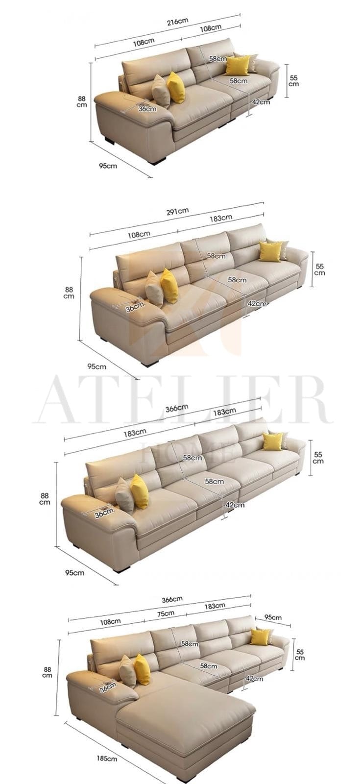 Home Atelier Wilford Leather Sectional Sofa