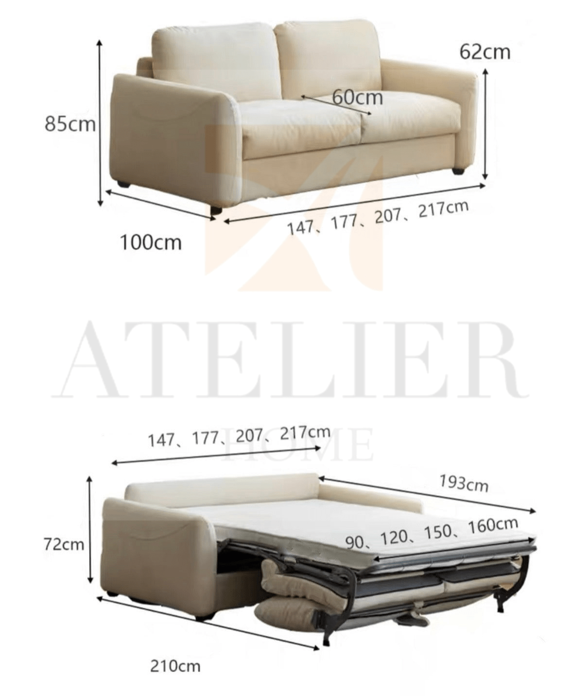 Home Atelier Winscoln Foldable Sofa Bed with Mattress