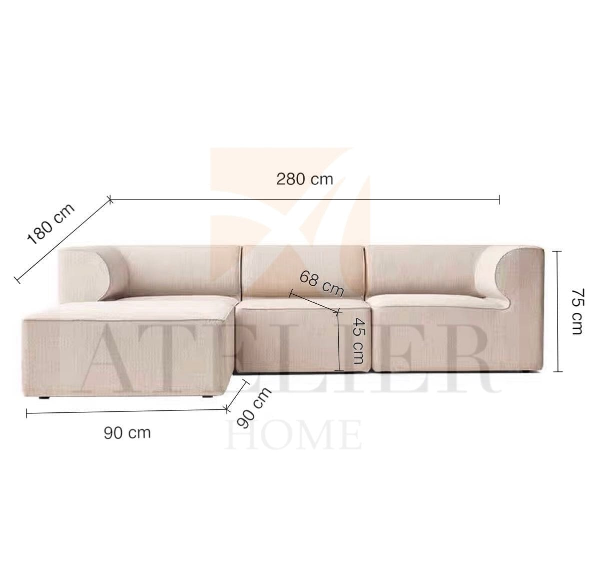 Home Atelier Yuric Scratch Resistant Sectional Sofa