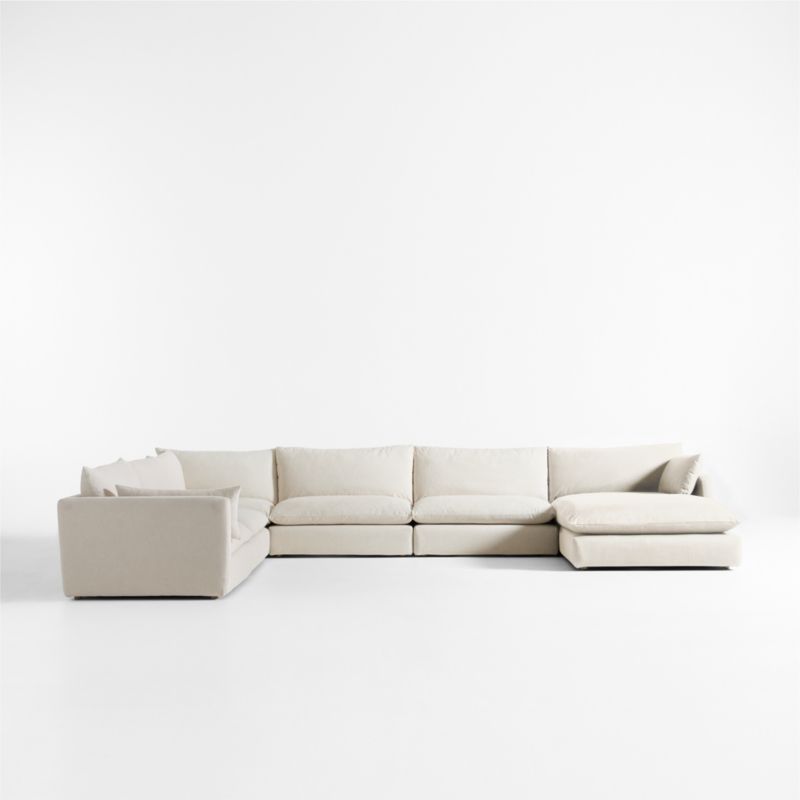 Unwind Modular 6-Piece Slipcovered Corner Sectional Sofa with Chaise Lounge