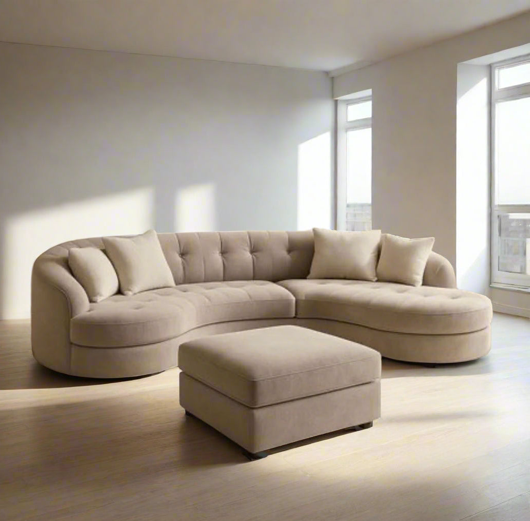 Dampton Scratch Resistant Sectional Curve Sofa