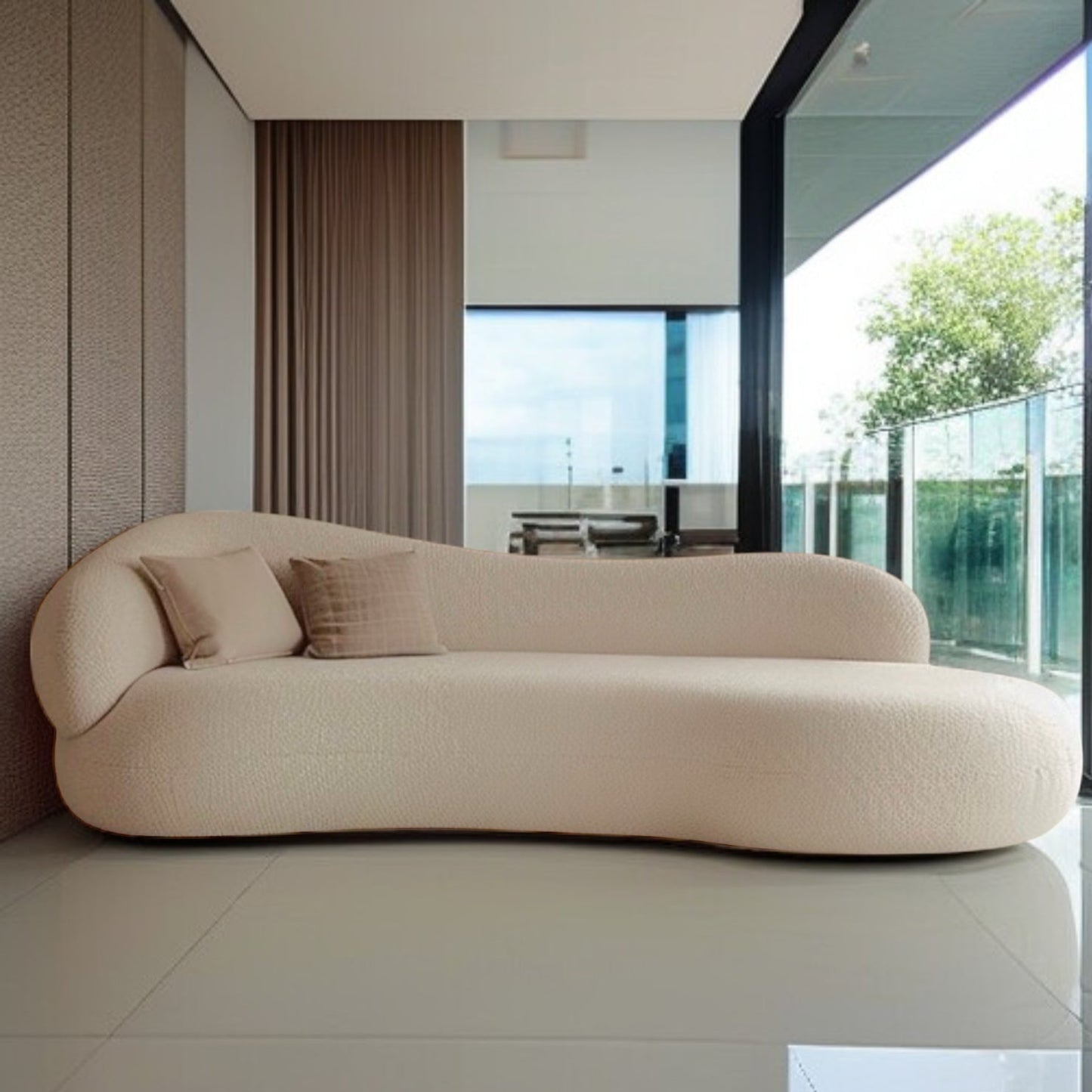 Mink Performance Boucle Curve Sofa