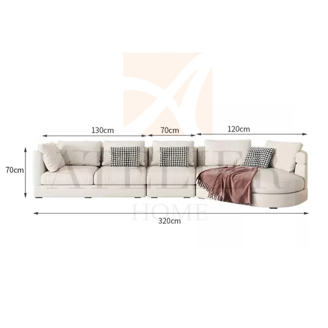 Bax Designer Sectional Round Chaise Sofa