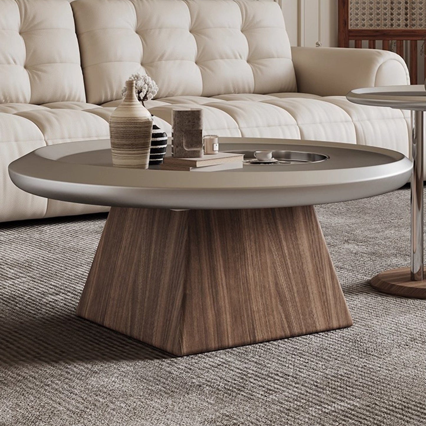 25Home Silver 35.4'' Mid-century Modern Round Coffee Table Set