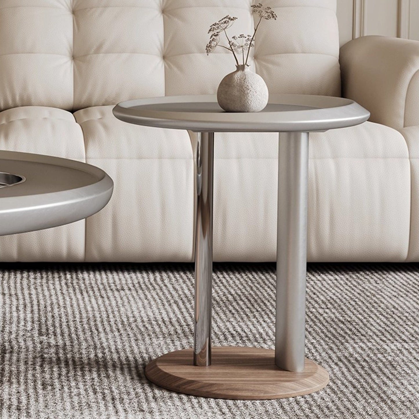 25Home Silver 35.4'' Mid-century Modern Round Coffee Table Set
