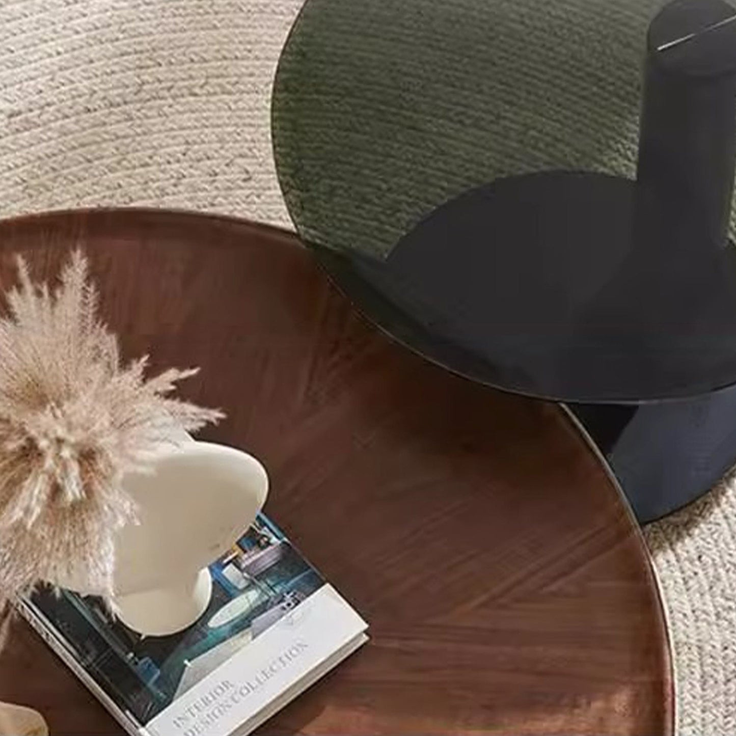 25Home Walnut 35.4'' Mid-century Modern Round Coffee Table