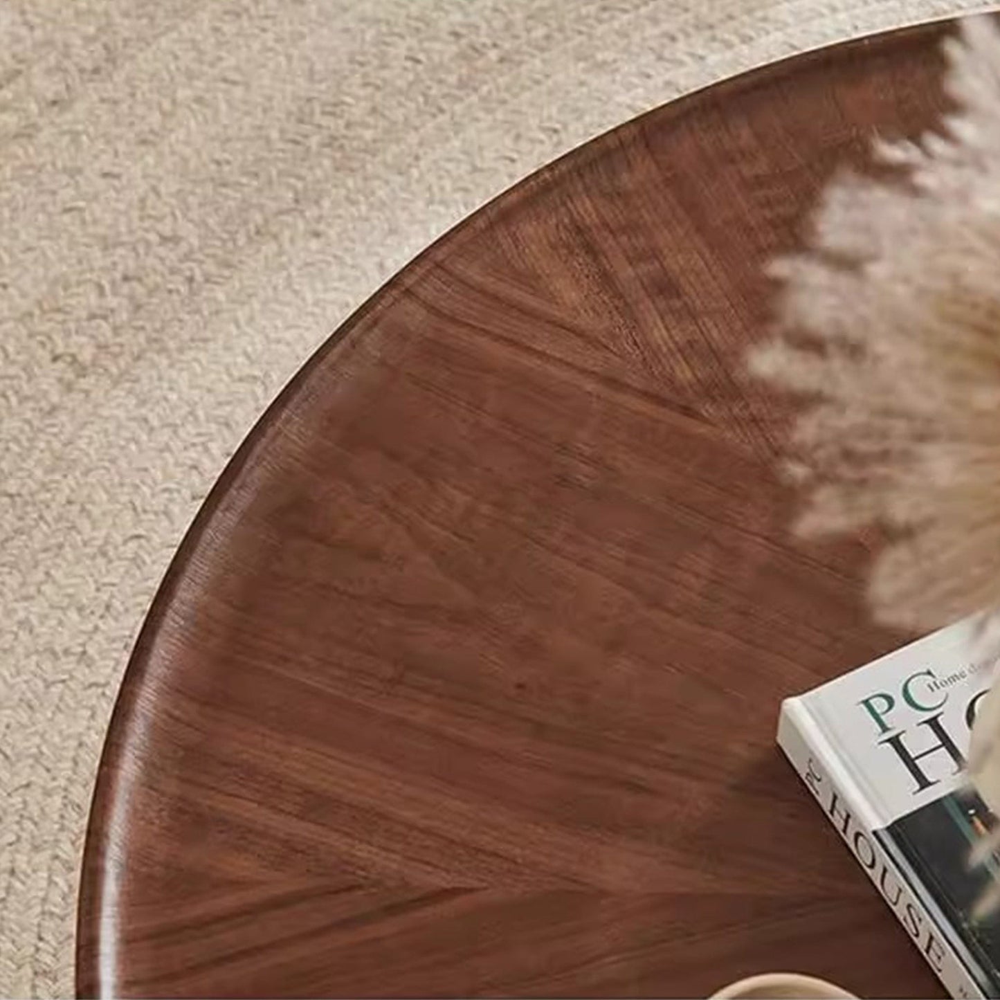 25Home Walnut 35.4'' Mid-century Modern Round Coffee Table