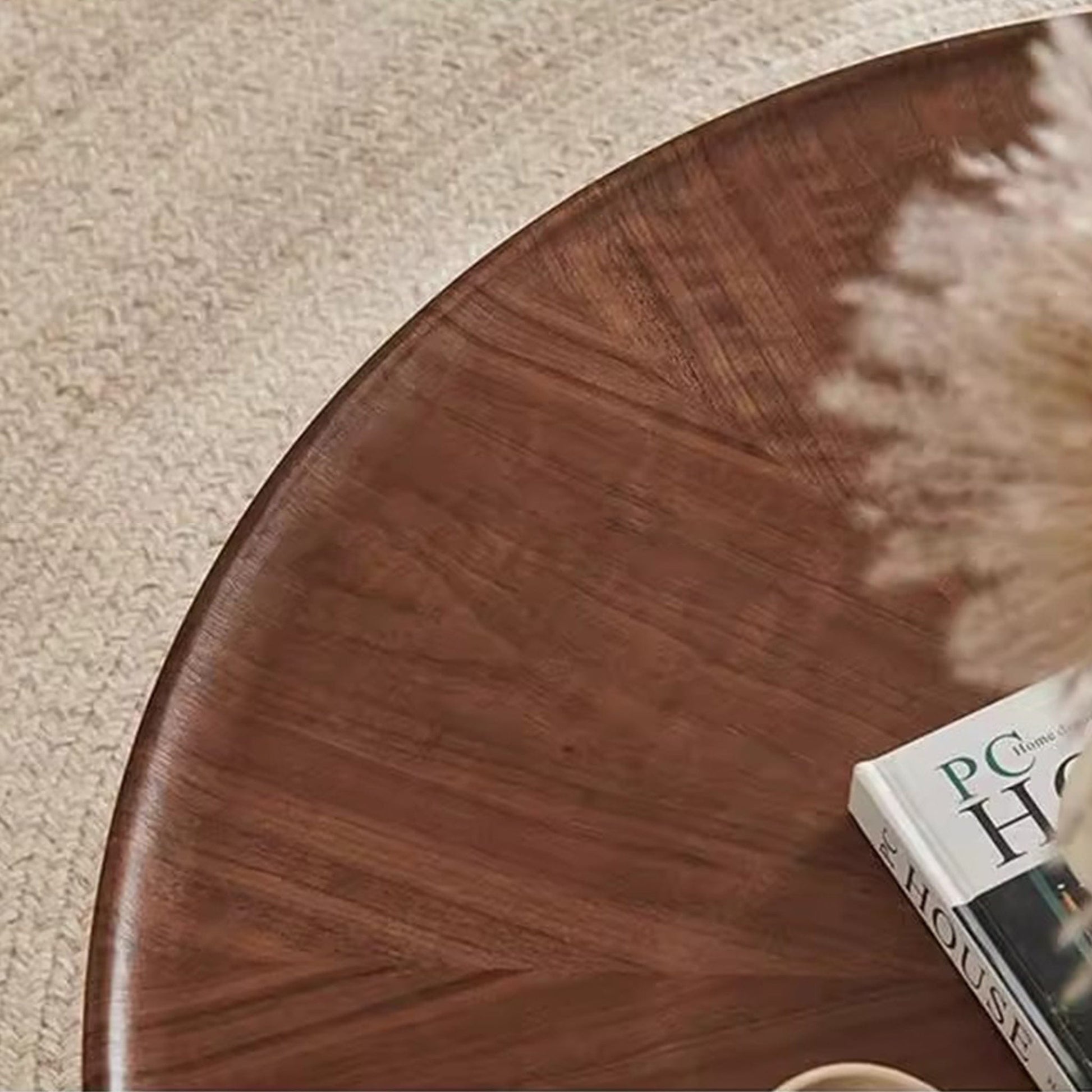 25Home Walnut 35.4'' Mid-century Modern Round Coffee Table