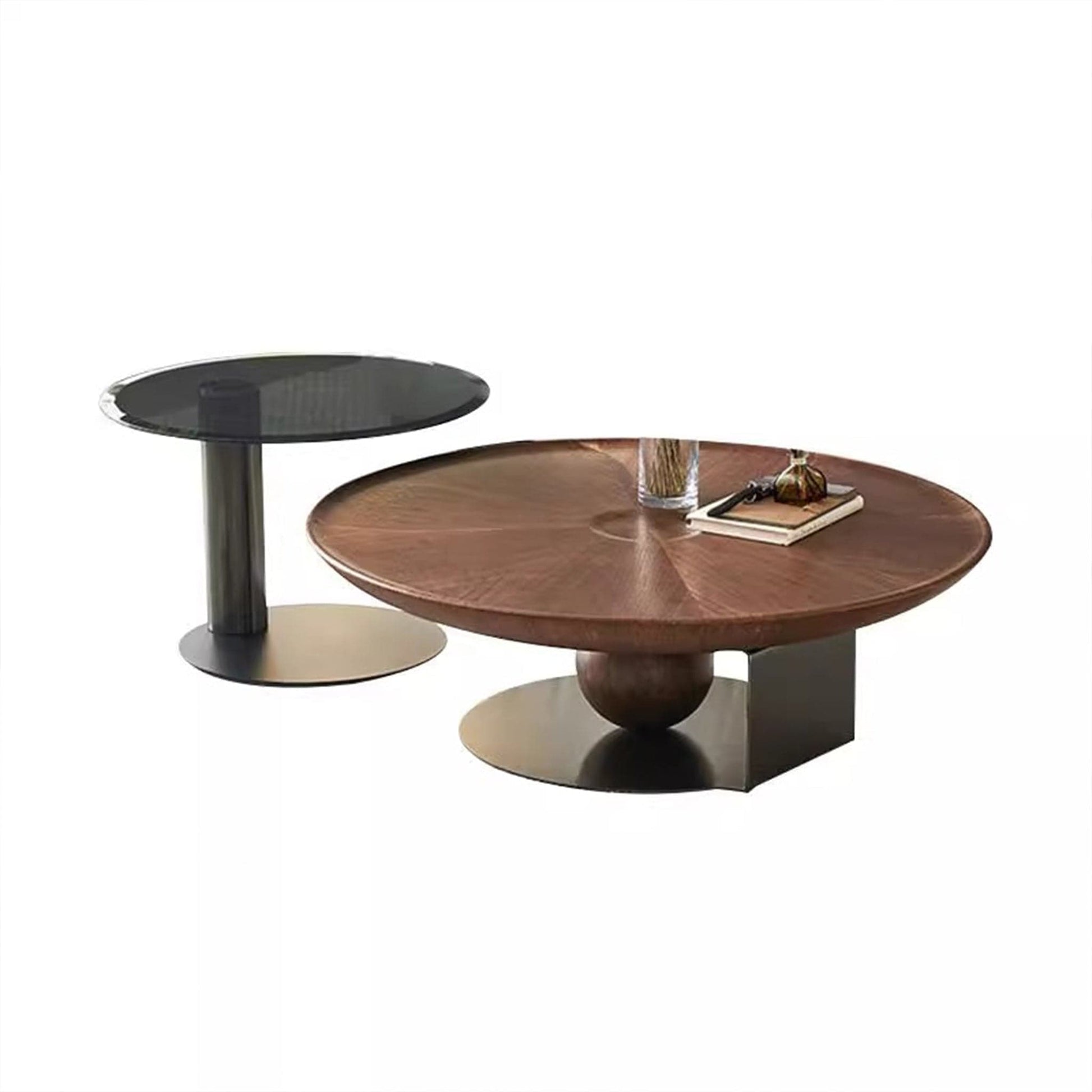 25Home Walnut 35.4'' Mid-century Modern Round Coffee Table