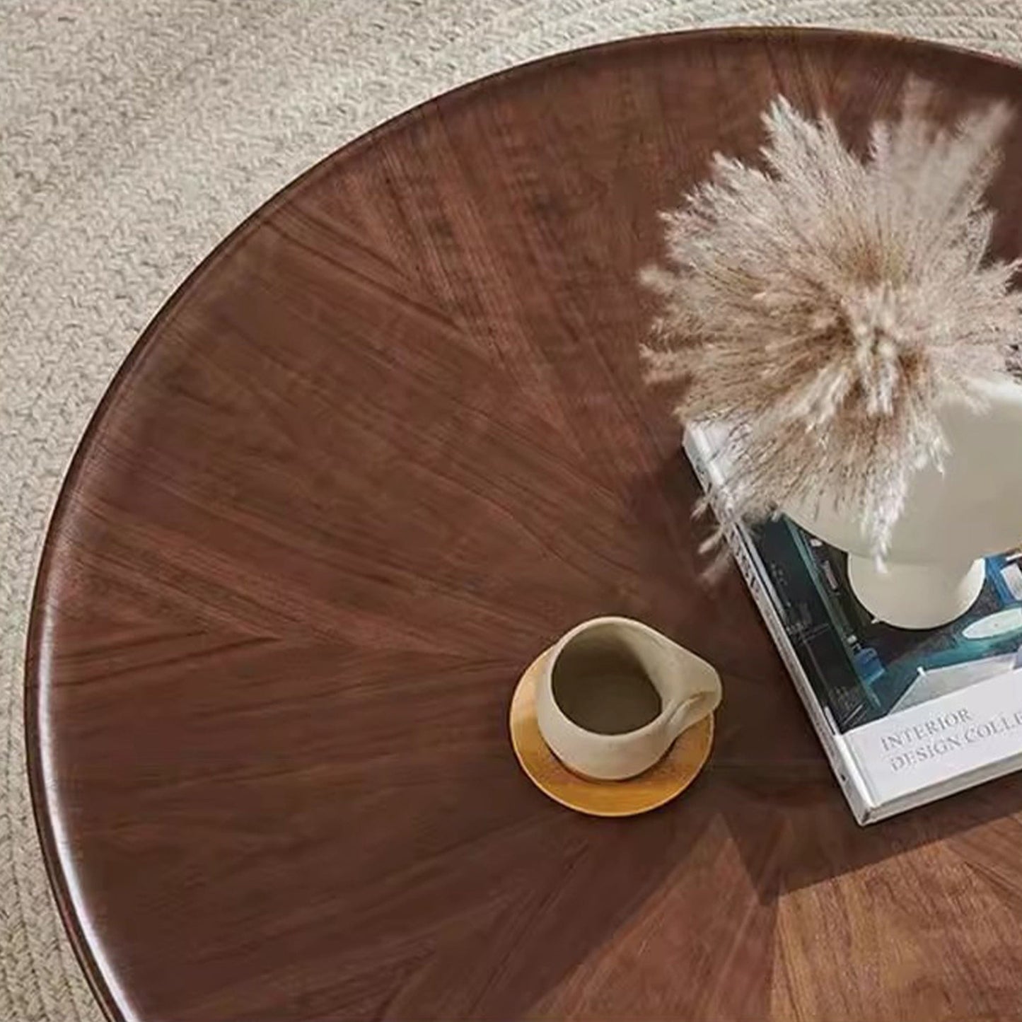 25Home Walnut 35.4'' Mid-century Modern Round Coffee Table
