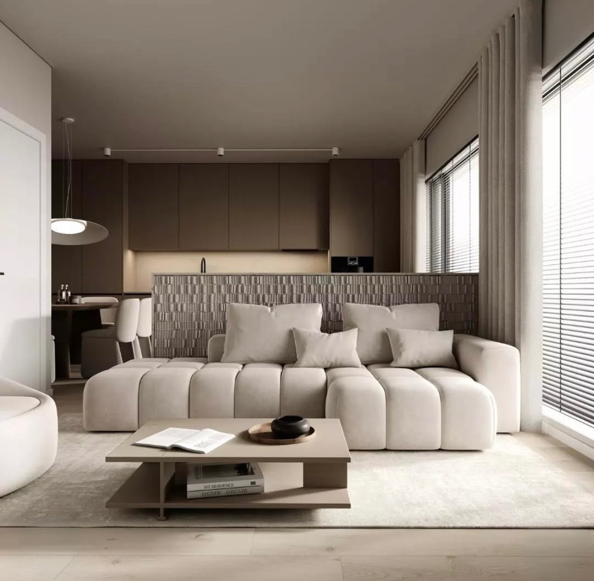 Miranda Boucle Side Chaise Sofa