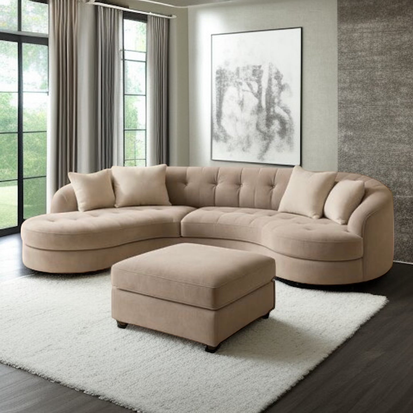Dampton Scratch Resistant Sectional Curve Sofa
