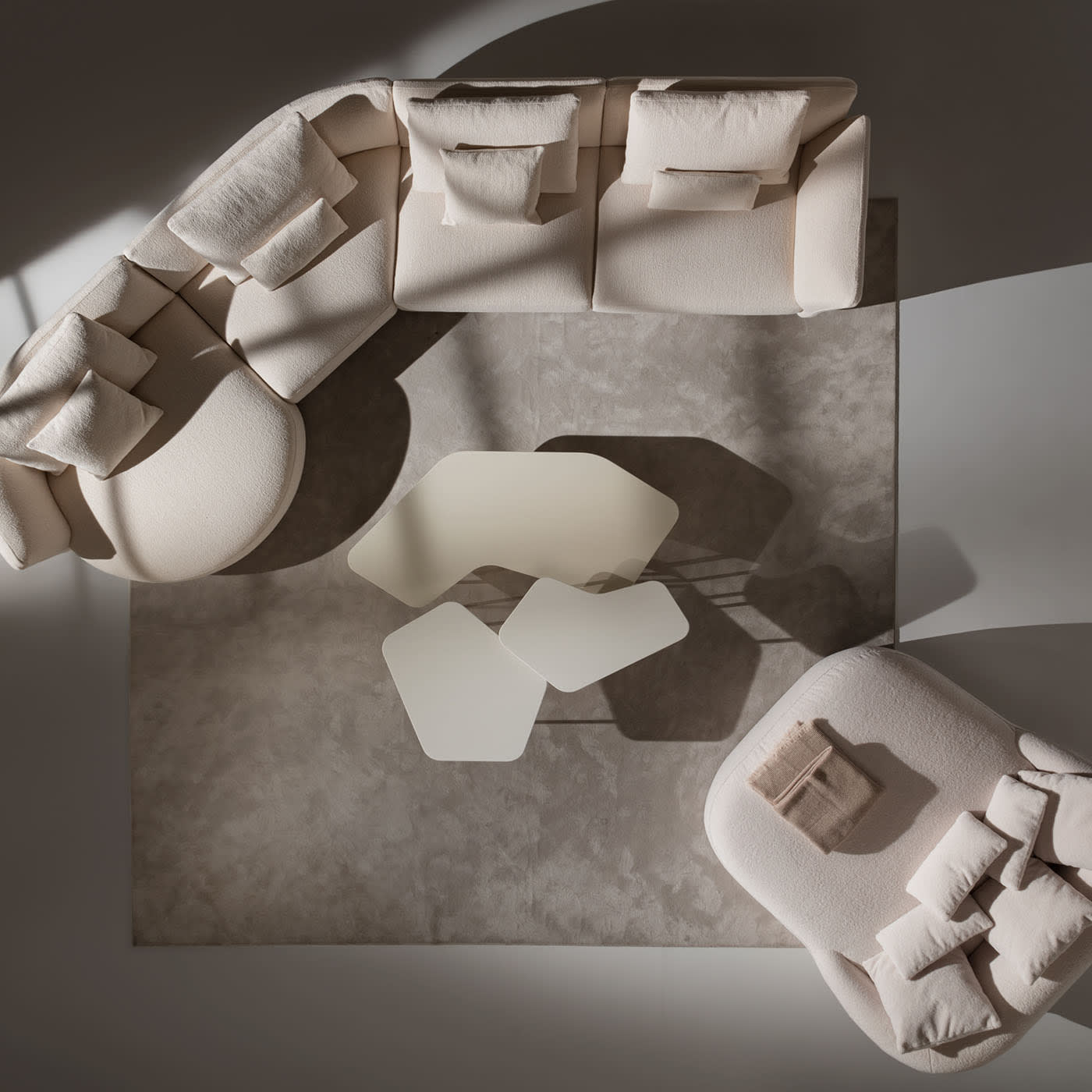 Madrid White Fabric Sofa With Chaise Longue
