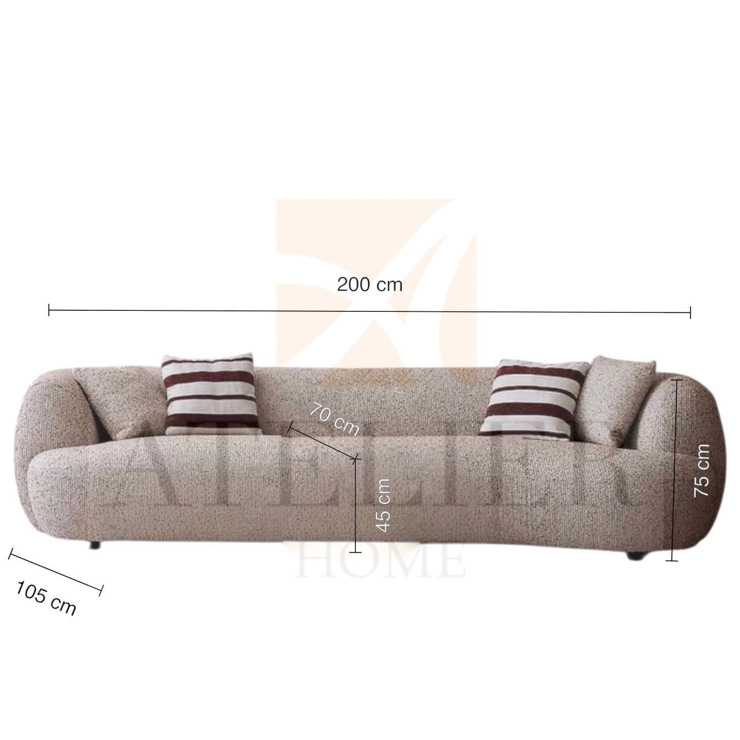 Tusca Performance Boucle Sectional Curve Sofa